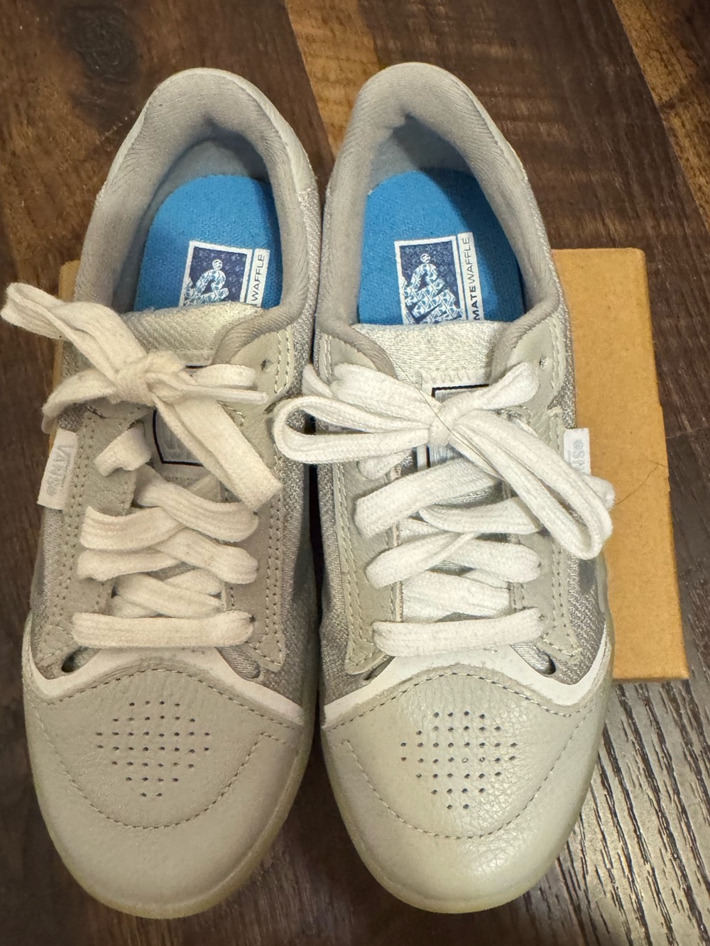 Vans Kids Light Gray and Blue Insole Casual Sneakers